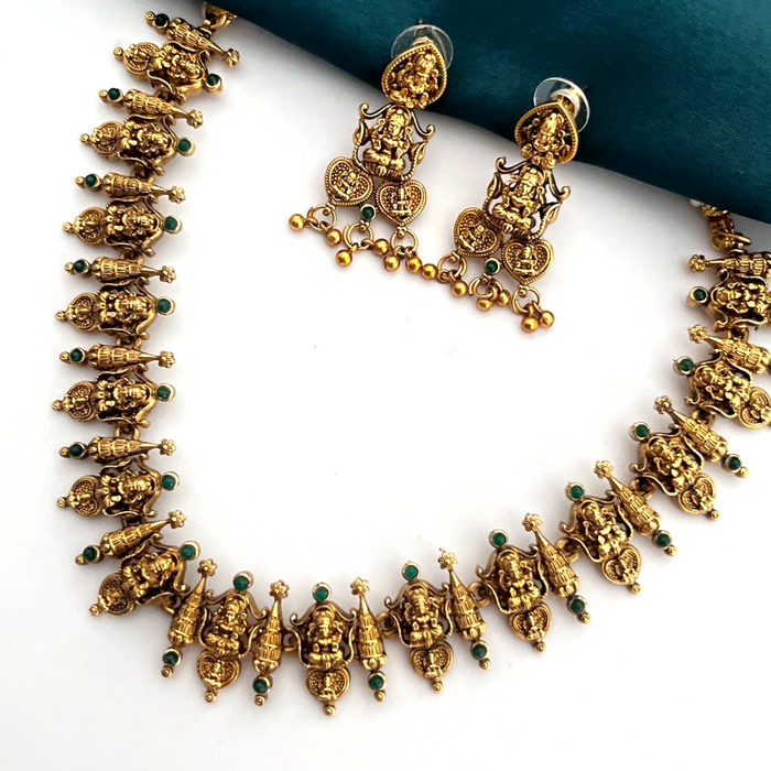 Aroopa Antique Lakshmi Necklace Set