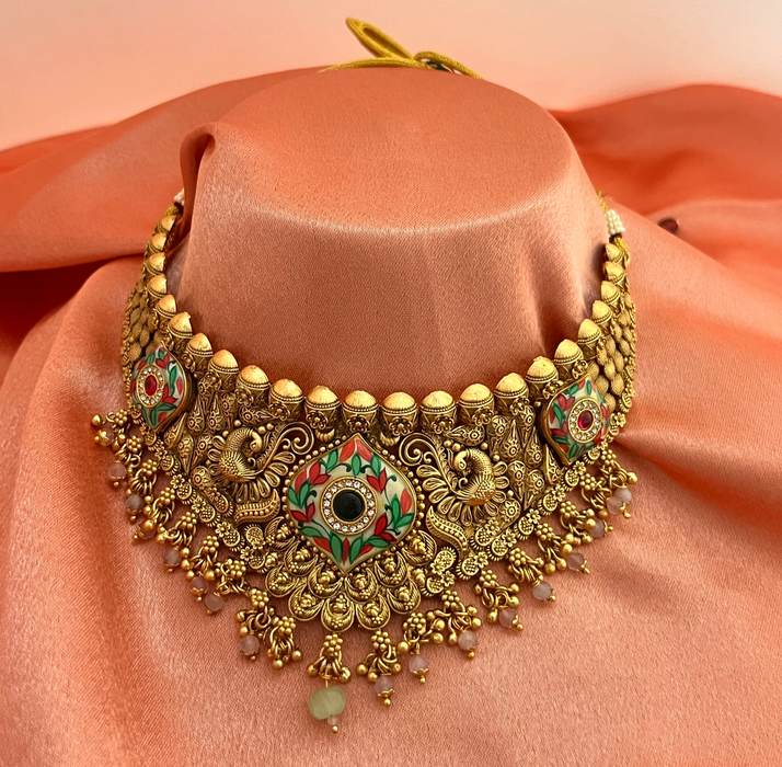 Aroopa Peacock Crest Heritage Necklace