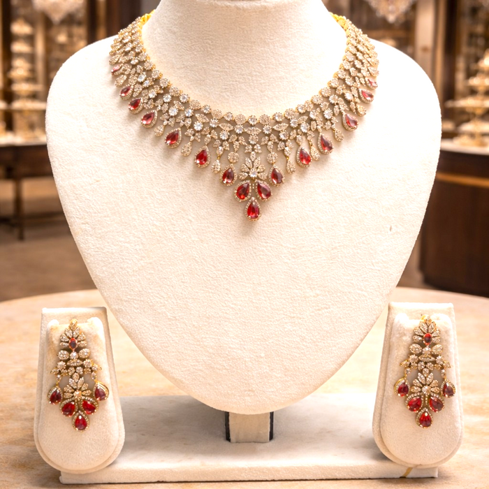 Aroopa Ruby Royale Statement Necklace Set