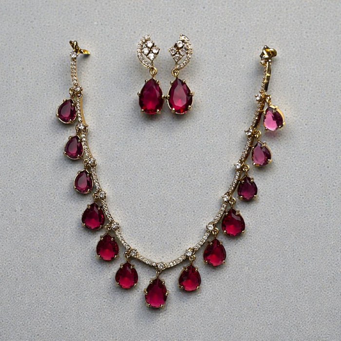 Aroopa Dewdrop Stone Necklace & Earrings