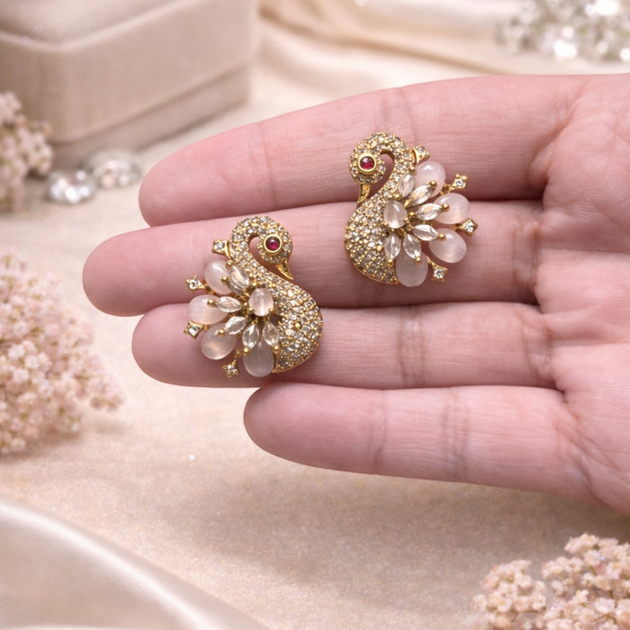 Aroopa Elegant Swan Design Stud Earrings