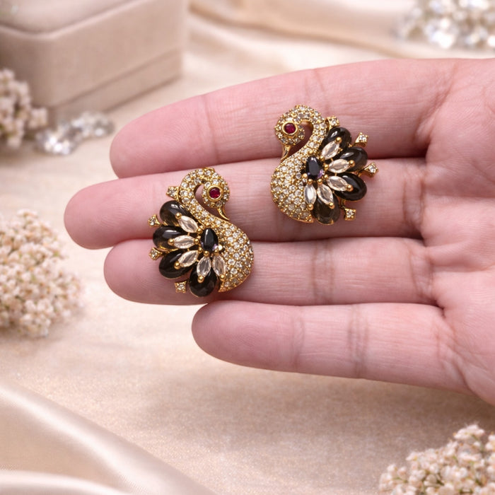 Aroopa Elegant Swan Design Stud Earrings