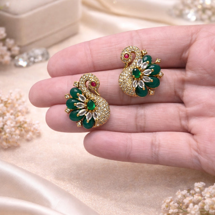 Aroopa Elegant Swan Design Stud Earrings