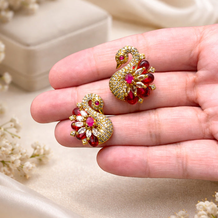 Aroopa Elegant Swan Design Stud Earrings