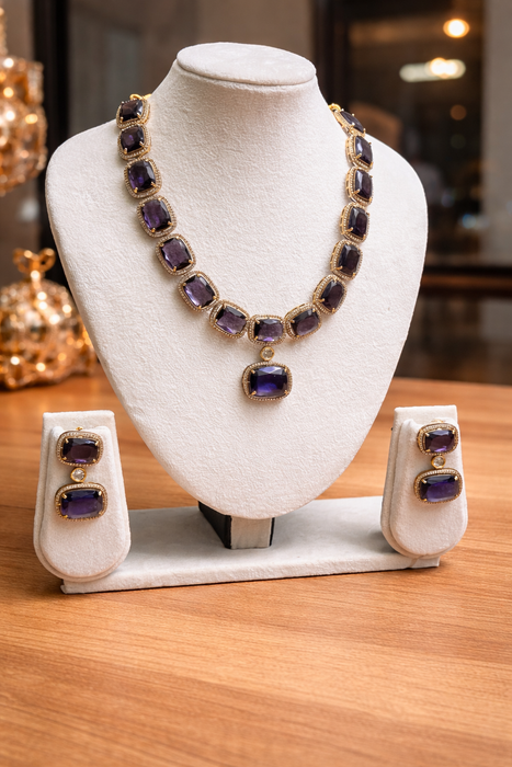 Midnight Blue & Green Statement Necklace set