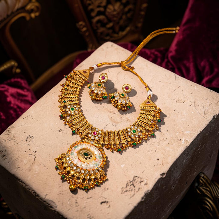 Aroopa Royal Meenakari Statement Necklace Set
