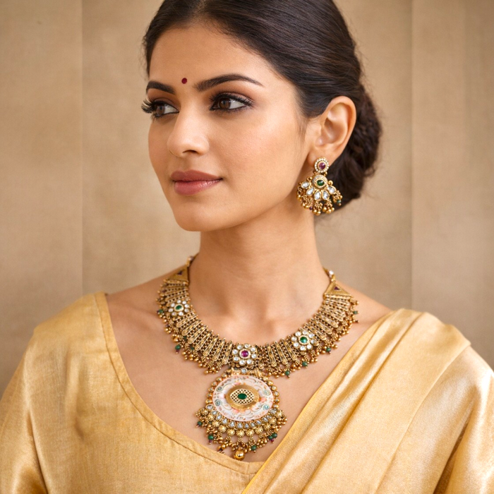 Aroopa Royal Meenakari Statement Necklace Set