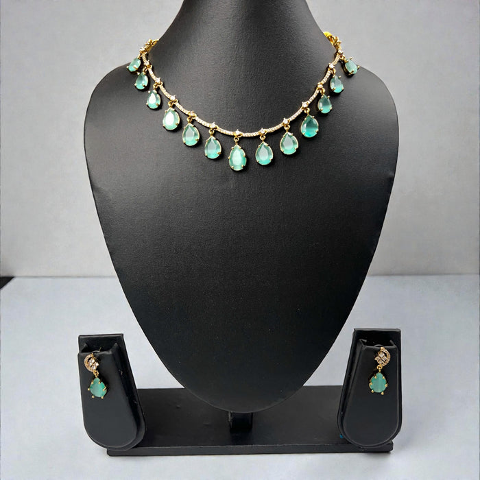 Aroopa Dewdrop Stone Necklace & Earrings