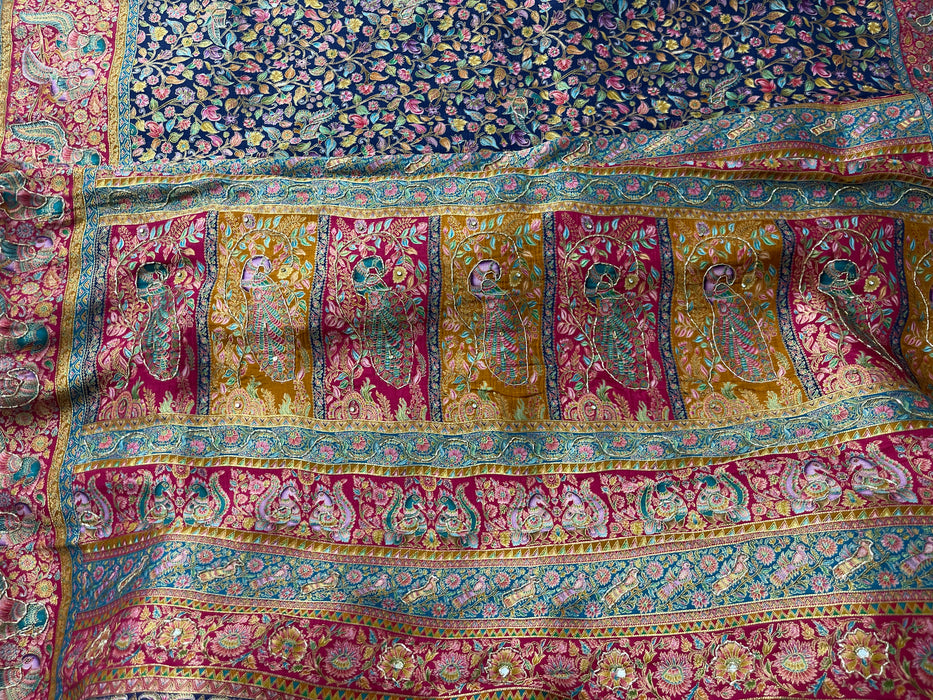 Aroopa Royal Blue Kanni Silk Saree with Minimal Border Work