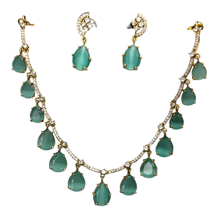 Aroopa Dewdrop Stone Necklace & Earrings