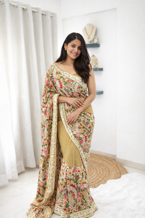 Aroopa Georgette Thread Work Saree
