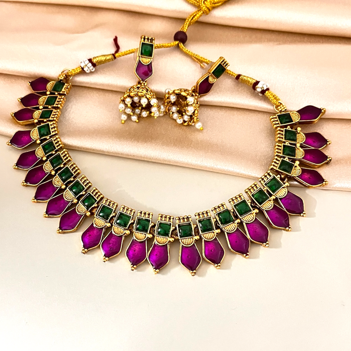 Purple Palakka Set with Jhumka