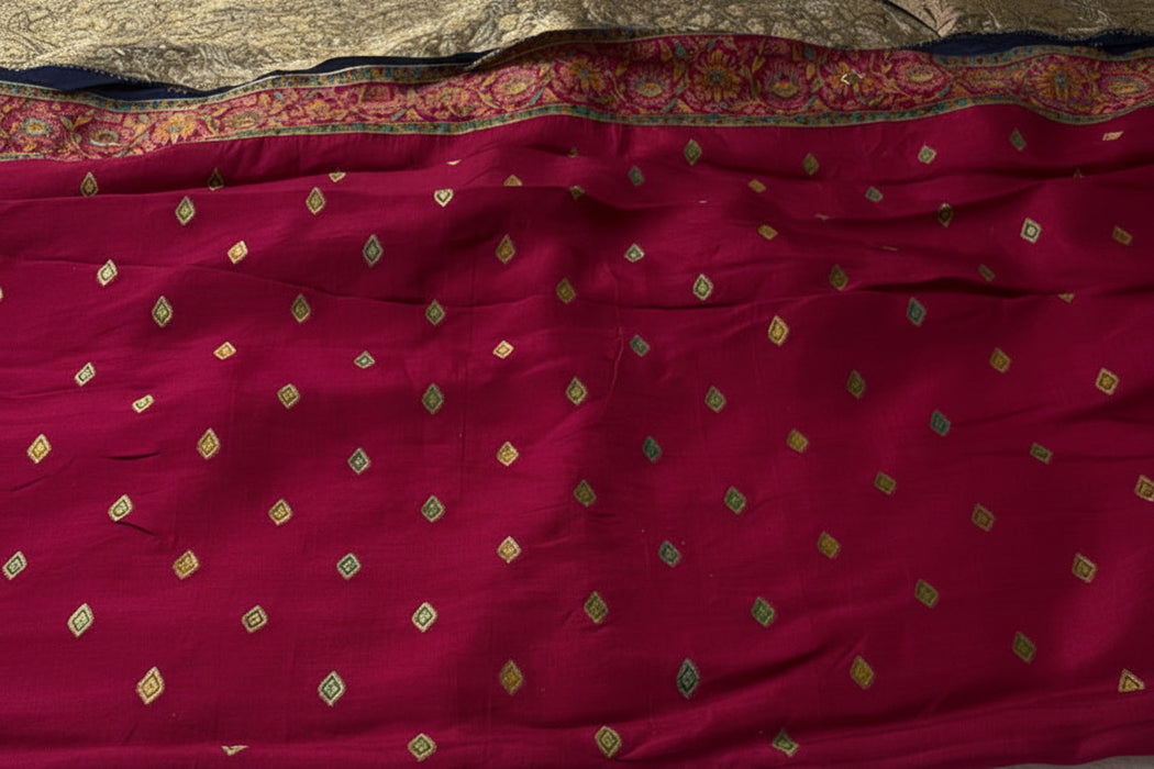Aroopa Royal Blue Kanni Silk Saree with Minimal Border Work