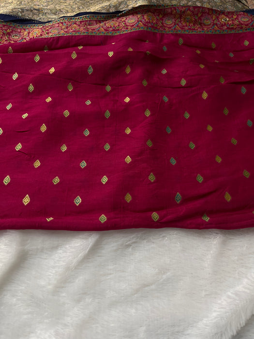 Aroopa Royal Blue Kanni Silk Saree with Minimal Border Work