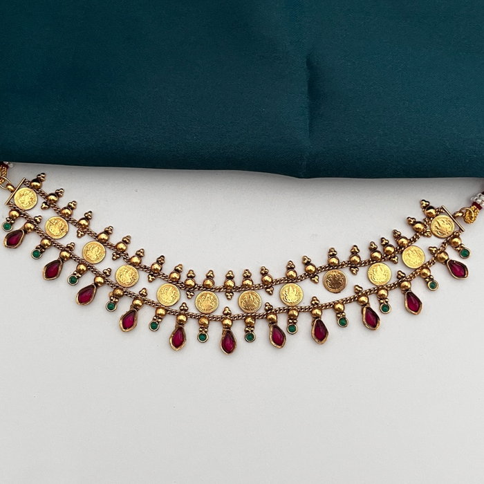 Lakshmi Coin Necklace Set- Multicolour