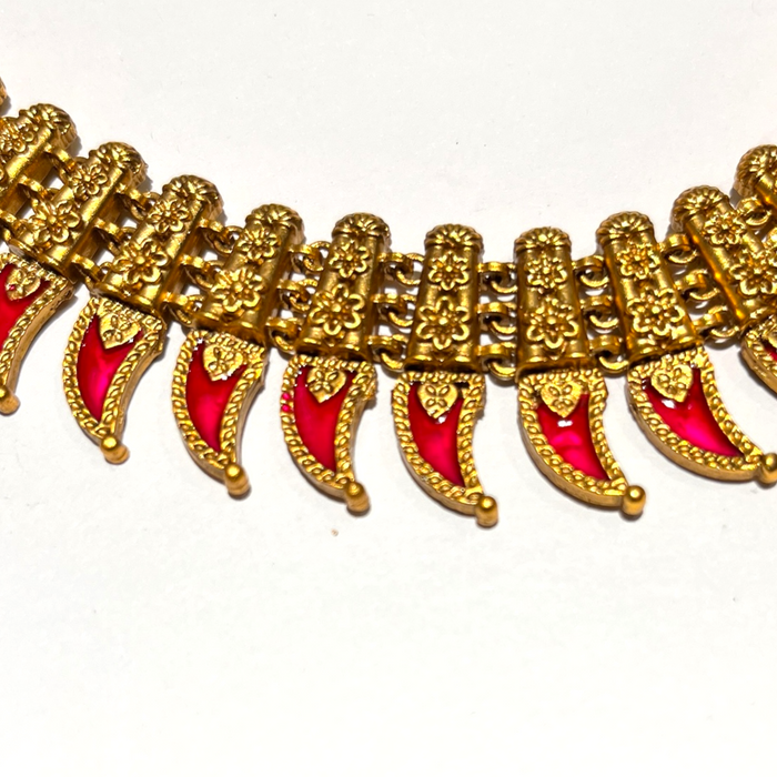 Pink Palakka Set with matching stud earrings- Premium