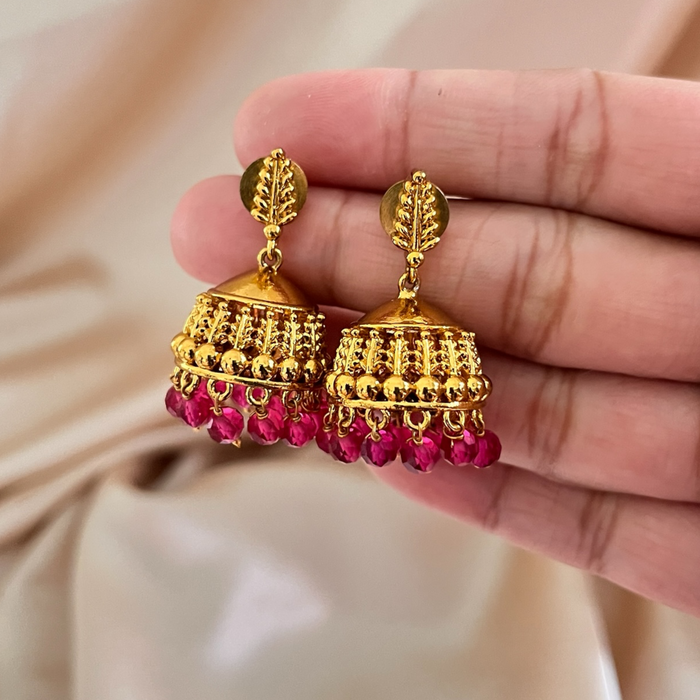 Leaf Jhumka with beads