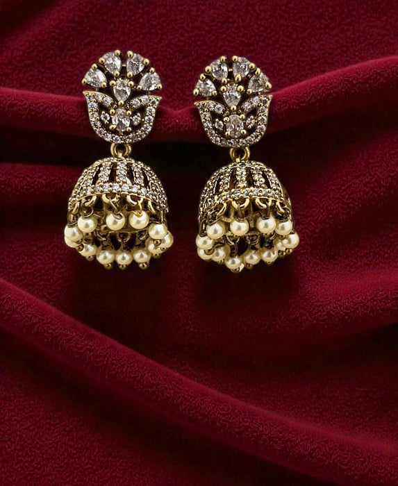 Aroopa Royal Kundan Pearl Jhumka Earrings