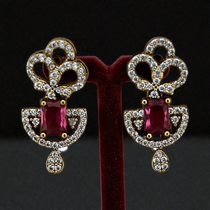 Aroopa Gold Finish Kundan Stud Drop Earrings