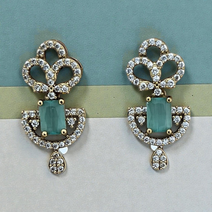 Aroopa Gold Finish Kundan Stud Drop Earrings