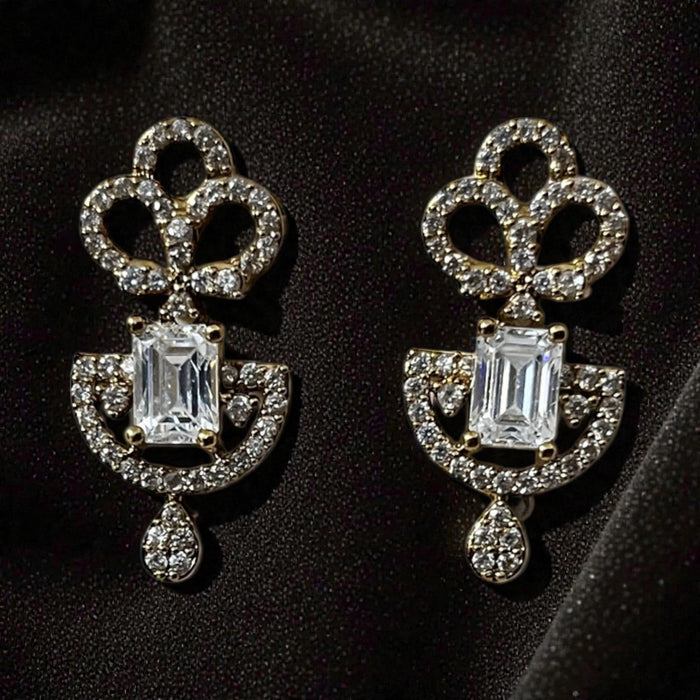 Aroopa Gold Finish Kundan Stud Drop Earrings