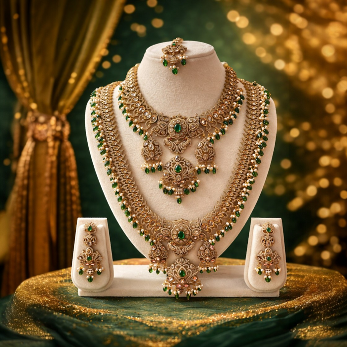 Aroopa Emerald Elegance Bridal Jewellery Set