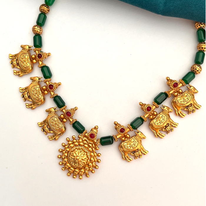 Aroopa Kamadhenu Multipendant Set-Green