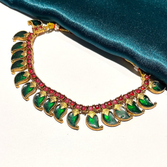 Green Palakka set with stud earrings