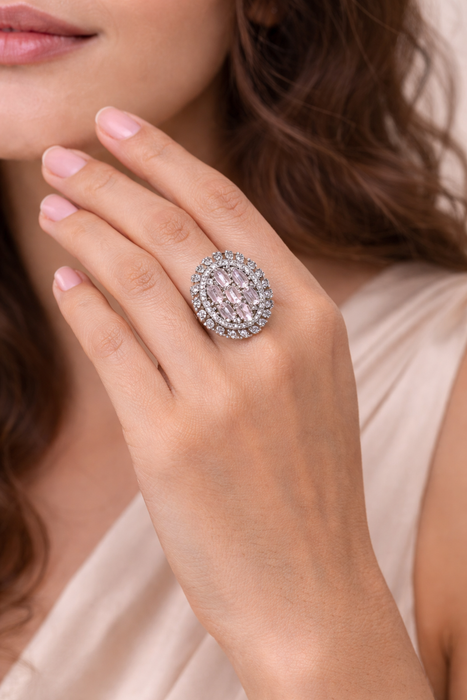 Aroopa Silver statement rings with colored crystals
