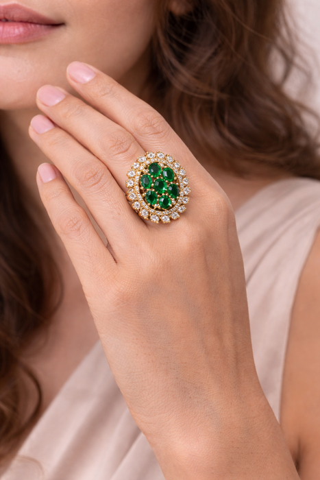 Aroopa Gold Matte Finish statement rings with colored crystals