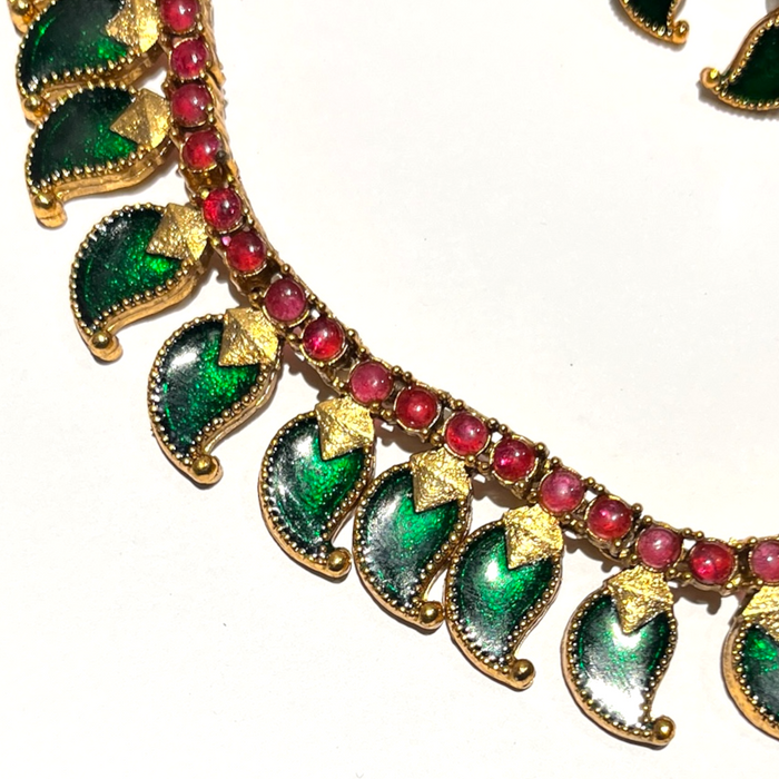 Green Palakka set with stud earrings