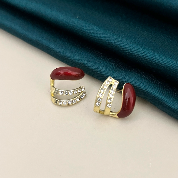 Claw Earrings- Maroon