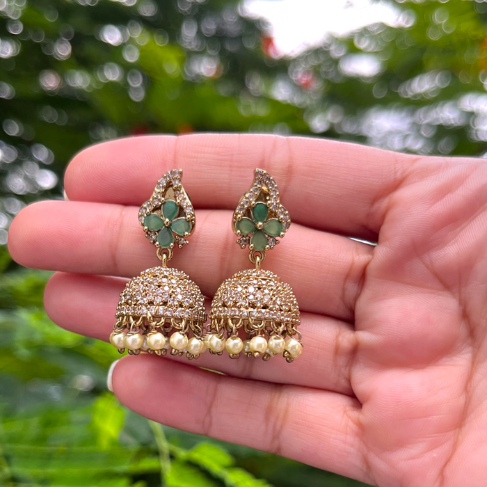 Aroopa Ethnic Gold Tone Pearl Jhumkas for Festive Wear