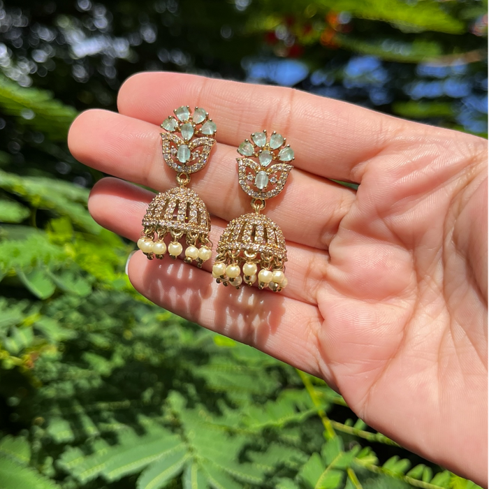 Aroopa Royal Kundan Pearl Jhumka Earrings
