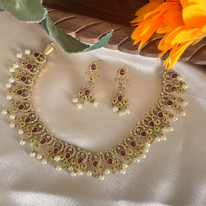 Ruby Pearl Drop Necklace