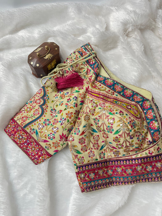 Aroopa Ivory Soft Silk Sequins Heritage Saree with readymade blouse