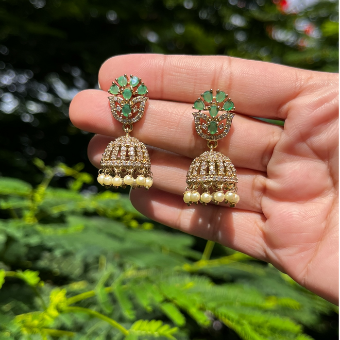 Aroopa Royal Kundan Pearl Jhumka Earrings