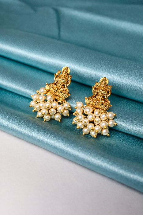 3 Pair Combo Set - Goddess Lakshmi Pearl Earrings
