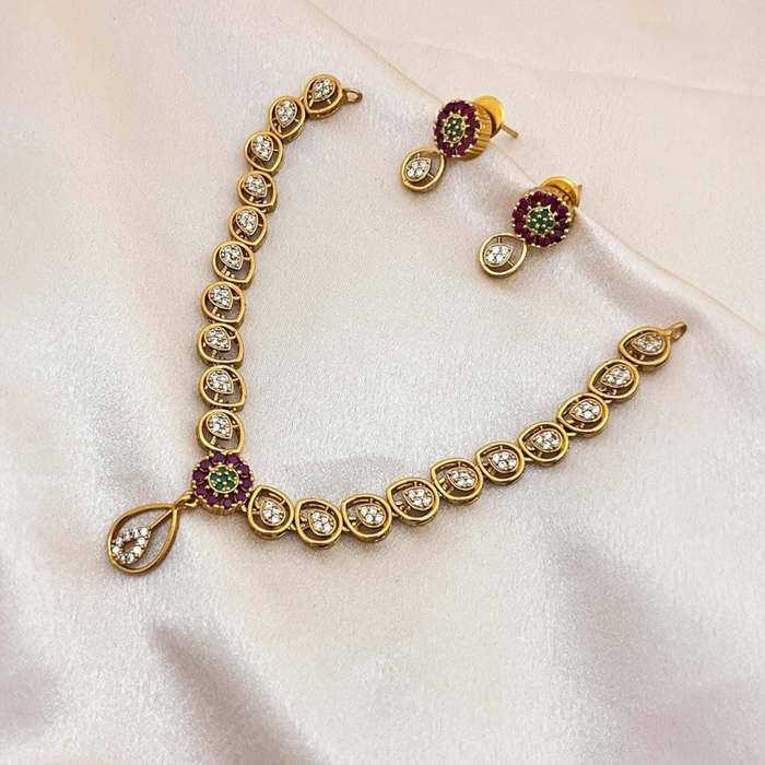 Aroopa Teardrop CZ Necklace Set