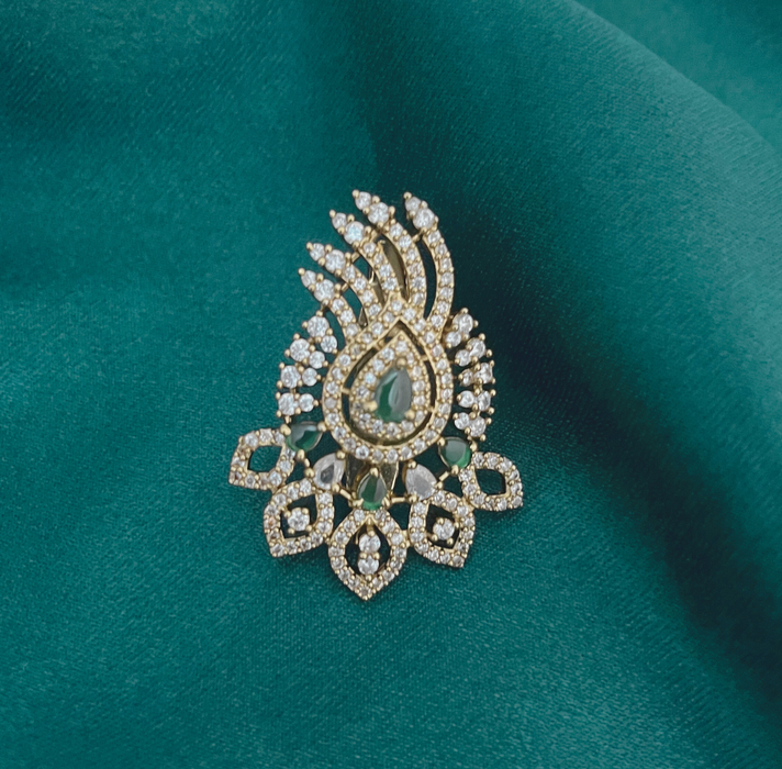 Aroopa Gold Finished AD studded Brooch