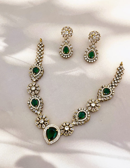 Aroopa Teardrop Stone Necklace & Earring Set