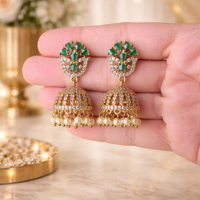 Aroopa Royal Kundan Pearl Jhumka Earrings