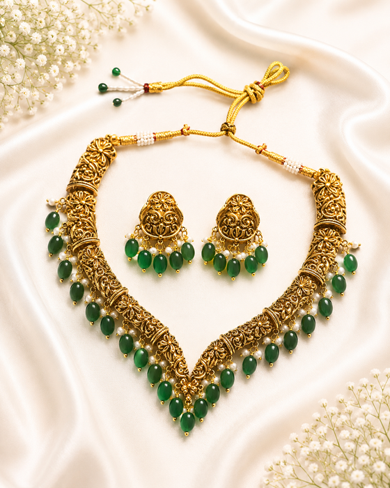 Aroopa Hanging Pearl & Beads Necklace Set