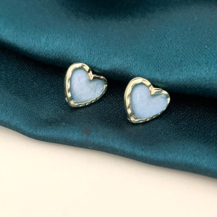 Aqua Heart Earrings