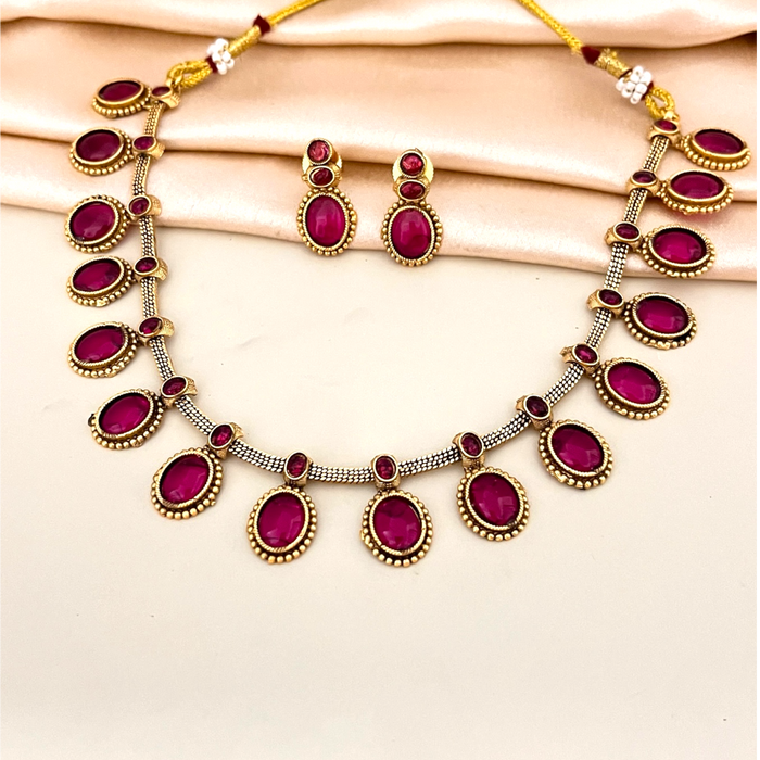 Multi pendant necklace set Ruby