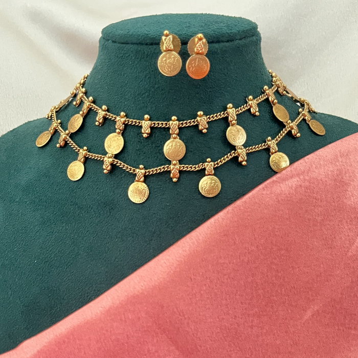 Lakshmi coin necklace double layer