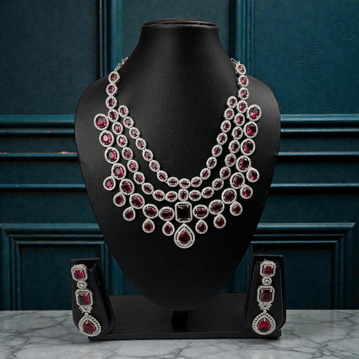 Aroopa Luxury Ruby Drop Bridal Necklace Set