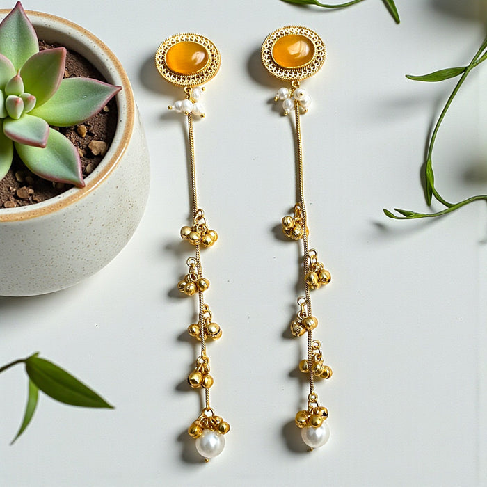 Aroopa Gold Finish Kashmiri Brass Earrings