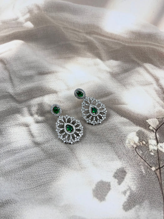 Aroopa Emerald Tear-Drop AD Necklace Set