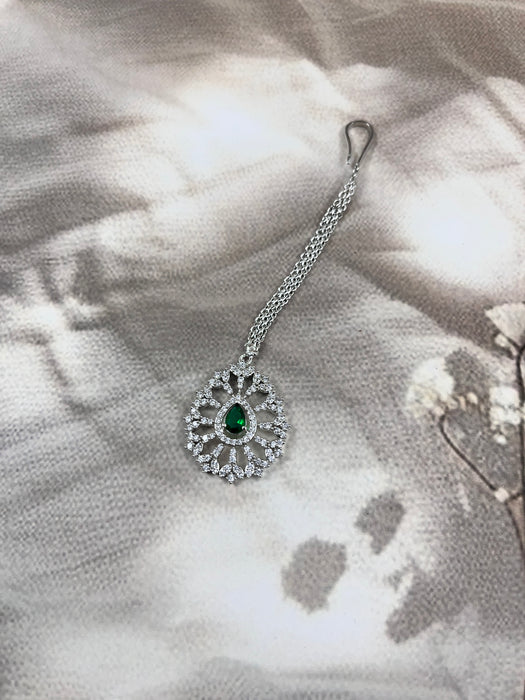 Aroopa Emerald Tear-Drop AD Necklace Set